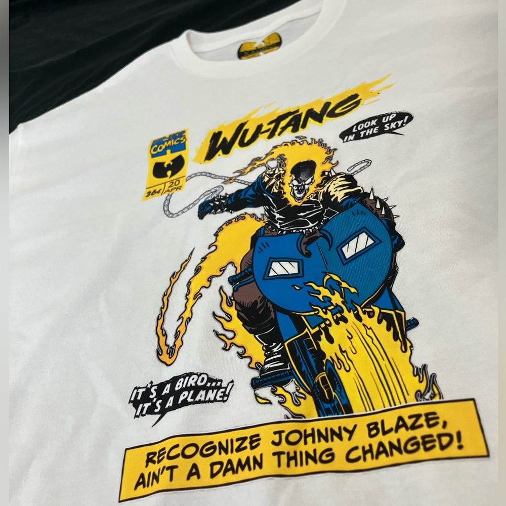 Wu-Tang Ghost Rider Collab Method Man RedMan How High Lyrics Comic White Tee